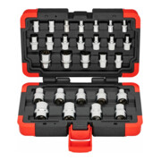 VIGOR T Steckschlüsseleinsatz Satz, V2687N, 1/4 Zoll (6,3 mm) Vierkant, 3/8 Zoll (10 mm) Vierkant, 1/2 Zoll (12,5 mm) Vierkant, 28-teilig, E4 – E24-5