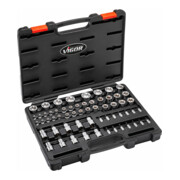 VIGOR T+ Steckschlüsseleinsatz Satz, V7920N, 1/4 Zoll (6,3 mm) Vierkant, 3/8 Zoll (10 mm) Vierkant, 1/2 Zoll (12,5 mm) Vierkant, E+ Profil, T+ Profil, Innen 5-Stern Profil mit Zapfen, E Profil, T Profil, TH Profil, 60-teilig