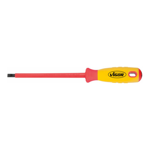 VIGOR Tournevis plat VDE V2061 Profil plat 1,2 x 6,5 Longueur totale : 256 mm