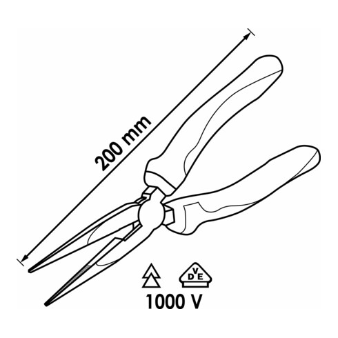 VIGOR VDE Flachrund-Zange V2630 Gesamtlänge: 200 mm