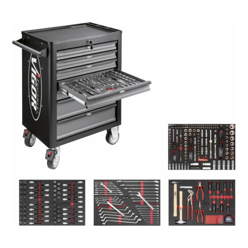 VIGOR Werkstattwagen 1000 V5055 Gesamtlänge: 723 mm Anzahl Werkzeuge: 317