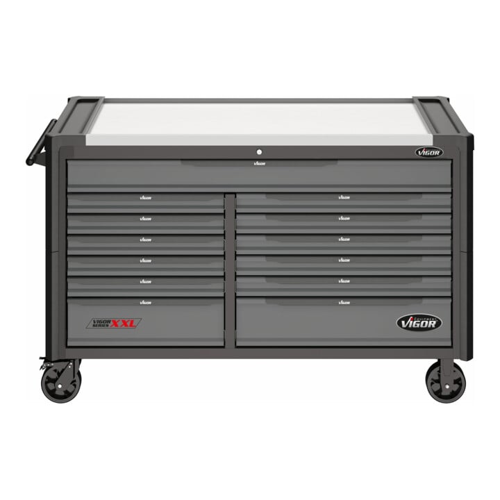 VIGOR Werkstattwagen SeriesXXL, Edelstahl-Arbeitsplatte, leer, V4481-XXL, L x B x H: 1625x 695x 1017 mm
