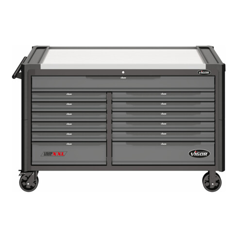VIGOR Werkstattwagen SeriesXXL, Edelstahl-Arbeitsplatte, leer, V4481-XXL, L x B x H: 1625x 695x 1017 mm