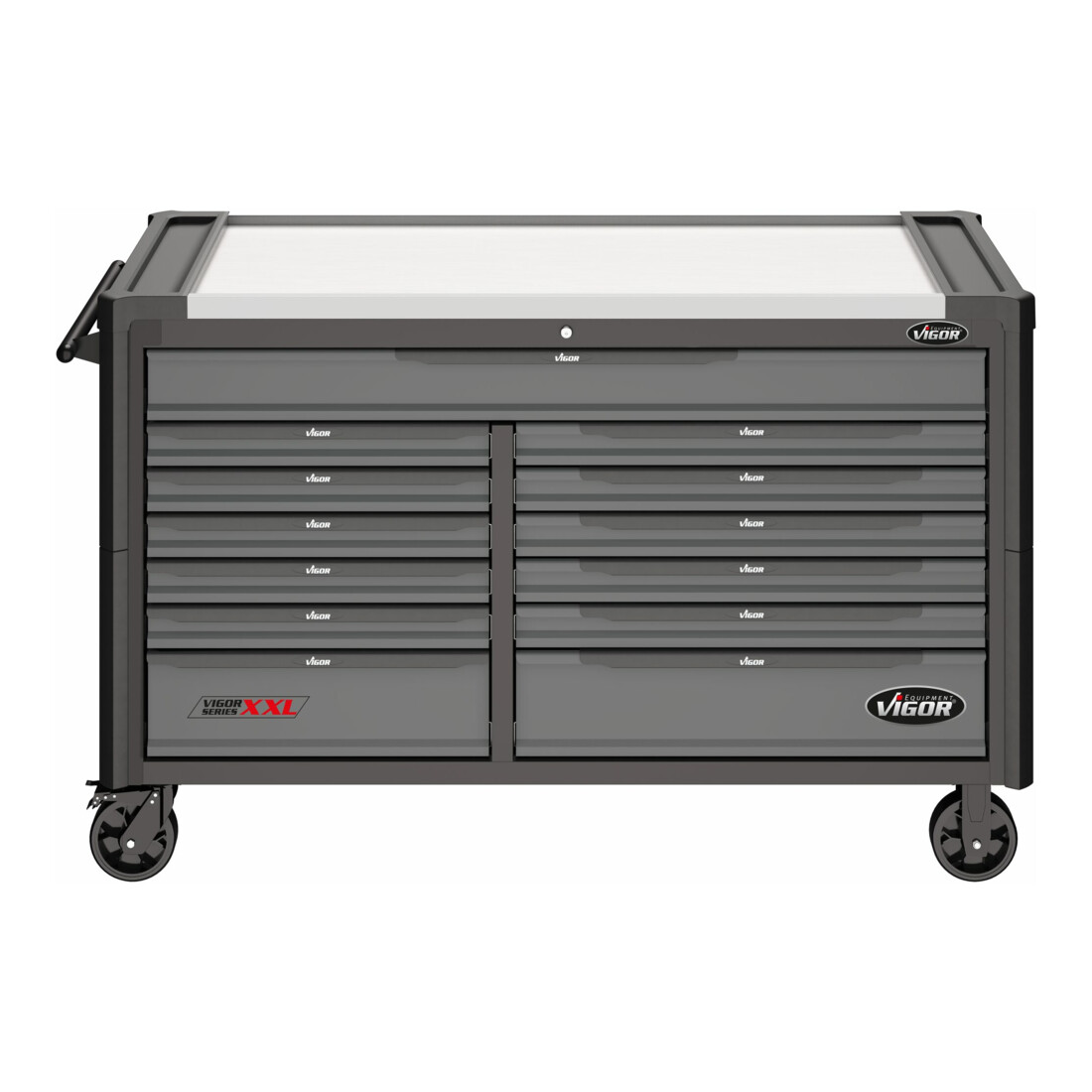 VIGOR Werkstattwagen SeriesXXL, Edelstahl-Arbeitsplatte, leer, V4481-XXL, L x B x H: 1625x 695x 1017 mm