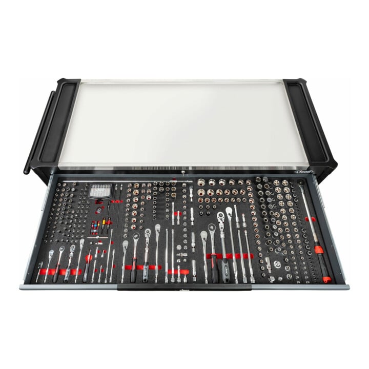 VIGOR Werkstattwagen SeriesXXL, Edelstahl-Arbeitsplatte, leer, V4481-XXL, L x B x H: 1625x 695x 1017 mm