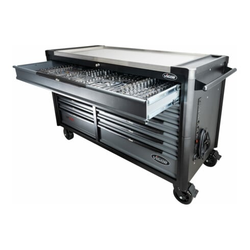 VIGOR Werkstattwagen SeriesXXL, Edelstahl-Arbeitsplatte, leer, V4481-XXL, L x B x H: 1625x 695x 1017 mm