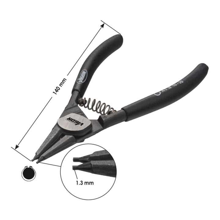 VIGOR Zange für Sicherungsringe, gerade / Wellen V4429 Gesamtlänge: 140 mm