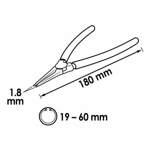 VIGOR Zange für Sicherungsringe Innensicherung