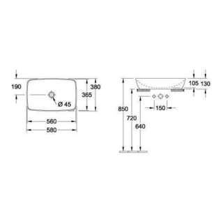 Villeroy & Boch Aufsatzwaschtisch ARTIS 580 x 380 mm, ohne Überlauf weiß