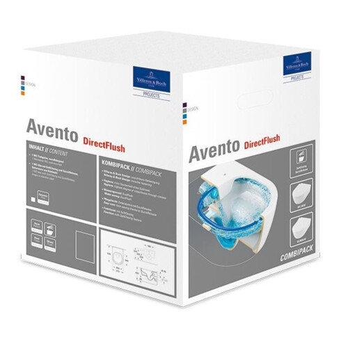Villeroy & Boch Combi-Pack AVENTO inkl. Wand-WC tief DirectFlush und WC-Sitz SlimSeat weiß