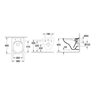 Villeroy & Boch Combi-Pack O.NOVO inkl. Wand-WC tief DirectFlush und WC-Sitz weiß