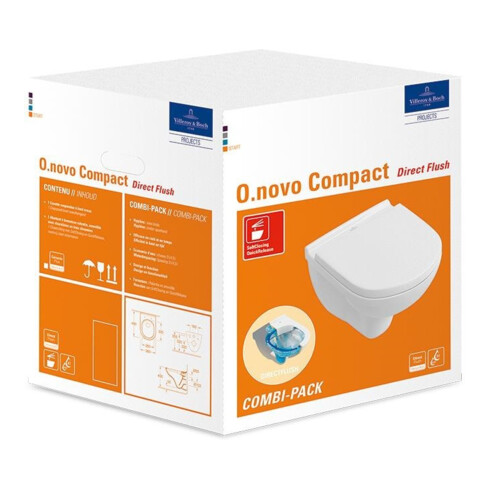 Villeroy & Boch Combi-Pack O.NOVO inkl. Wand-WC tief DirectFlush und WC-Sitz weiß