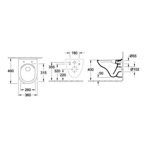 Villeroy & Boch Combi-Pack O.NOVO inkl. Wand-WC tief DirectFlush und WC-Sitz weiß