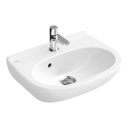 V&B Handwaschbecken O.NOVO Compact 45x35cm, m Hahnloch, mit Überlauf, weiß