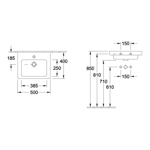 Villeroy & Boch Handwaschbecken SUBWAY 2.0 500 x 400 mm, mit Überlauf weiß