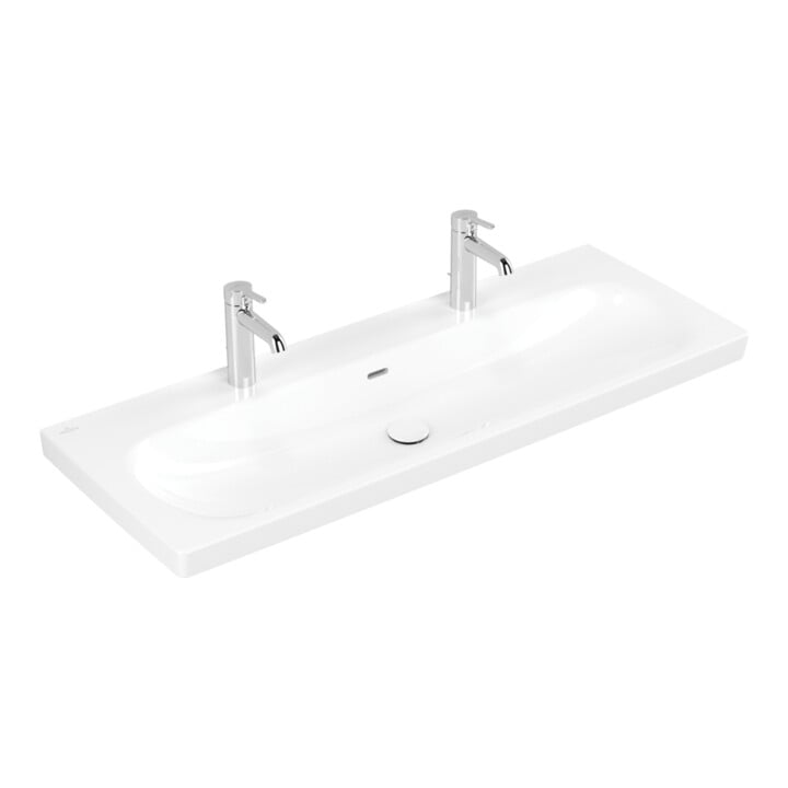 Villeroy & Boch Lavabo Skyla 120 × 46 cm blanc avec trop-plein pour 2 robinets 3 trous