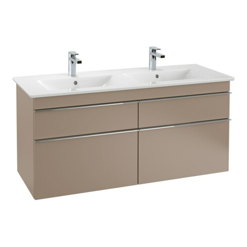V&B Möbel-Doppelwaschtisch VENTICELLO 130x50cm, 2 HL, mit Überlauf, weiß
