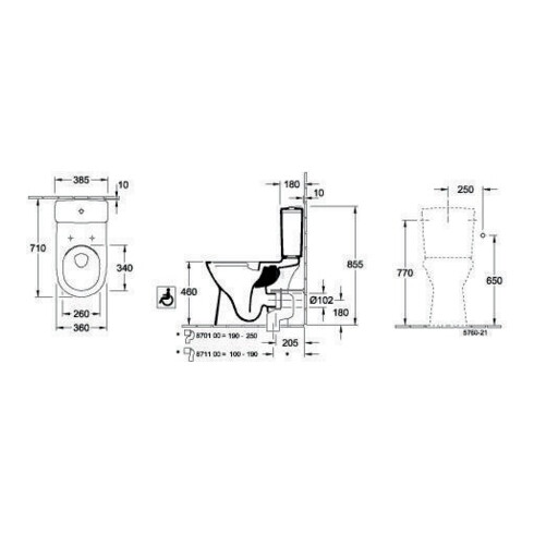 Villeroy & Boch Stand-WC VITA O.NOVO tief, 360 x 710 mm, spülrandlos, DirectFlush weiß