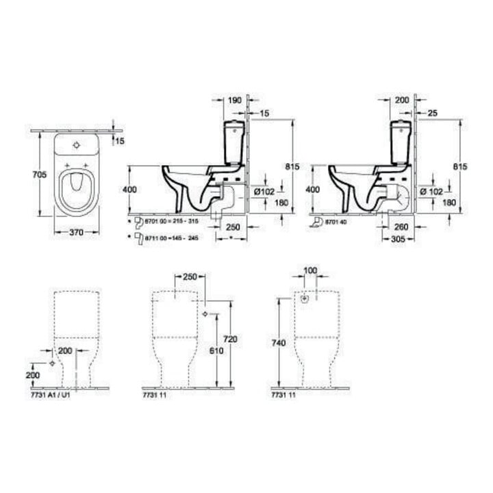 V&B Vario-Abflussbogen für Abgang senkrecht Breite 100 mm