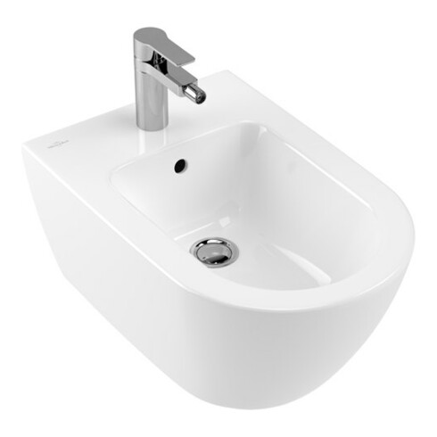 V&B Bidet mural Subway 2.0 37x56,5 cm, 1 trou robinet, trop-plein, blanc C-plus