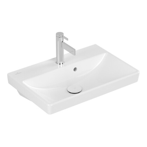 V&B Waschtisch Compact AVENTO 55x37cm, 1 Hahnloch, mit Überlauf, weiß