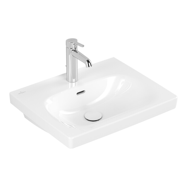 Villeroy & Boch Waschtisch Skyla 55 x 44,5 cm Alpinwit met overloop voor 3-gats kraan links