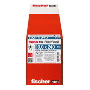 Vis à bois fischer PowerFast II 10,0x240 à tête plate TX TG acier galavanisé, passivée bleu-4