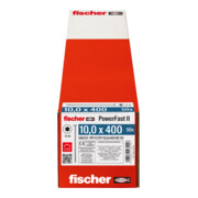 Vis à bois fischer PowerFast II 10,0x400 à tête fraisée TX TG acier galavanisé, passivée bleu-4