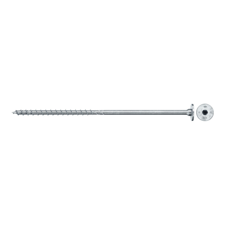 Vis à bois fischer PowerFast II 8,0x260 à tête fraisée étagée TX TG acier galavanisé, passivée bleu