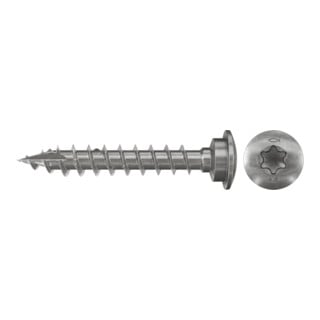 Vis de pied de poteau fischer FJS-LT 7,0 x 50 A2F 50 Tête plate, empreinte TX, inox A2, filetage total