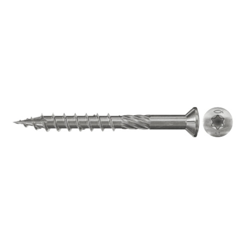 Vis de terrasse fischer FTS-ST 5,0 x 40 A2P 200 Tête fraisée, empreinte TX, inox A2, filetage partiel