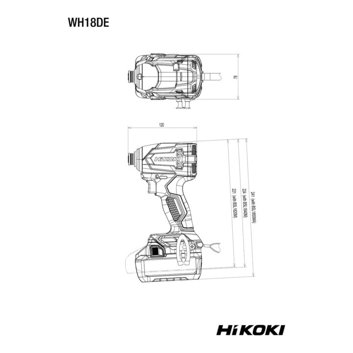 Visseuse à choc sans fil HiKOKI (1/4") 18V WH18DE Basic (HSC II)