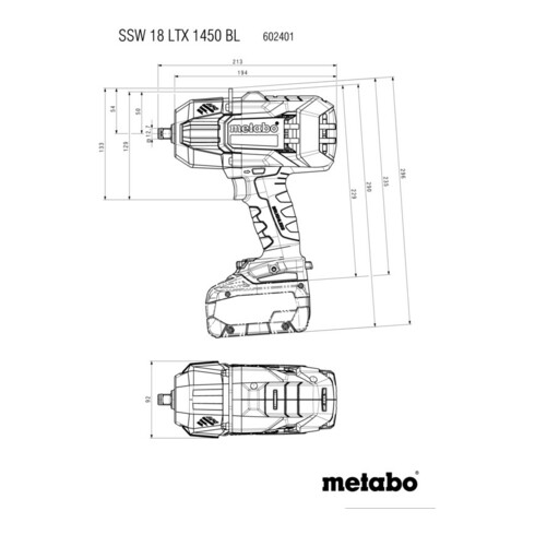 Visseuse à choc sans fil Metabo SSW 18 LTX 1450 BLmetaBOX 145 L