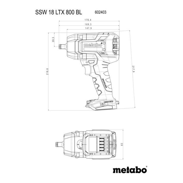 Visseuse à choc sans fil Metabo SSW 18 LTX 800 BL