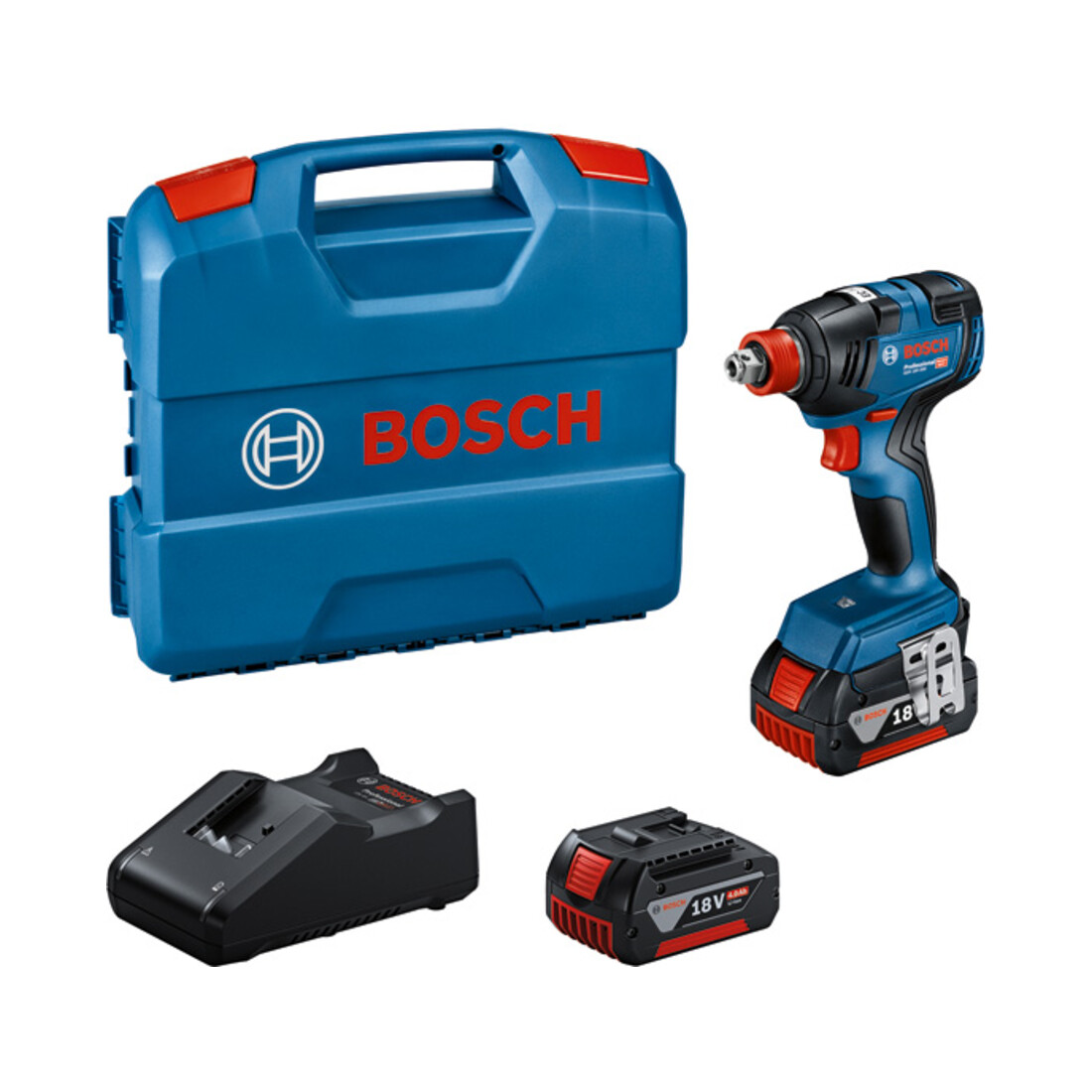 Visseuse à chocs/boulonneuse sans fil GDX 18V-200 Bosch avec 2x batteries GBA 18V 4.0Ah dans L-Case