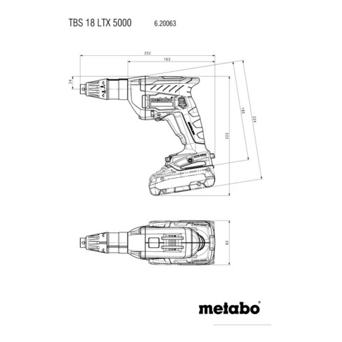 Visseuse à sec sans fil Metabo TBS 18 LTX BL 5000metaBOX 145 L ; 18V 2x2Ah Li-Power + SC 30