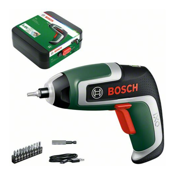 Visseuse sans fil IXO 7 Bosch avec 10 embouts. Embouts et boîte de rangement