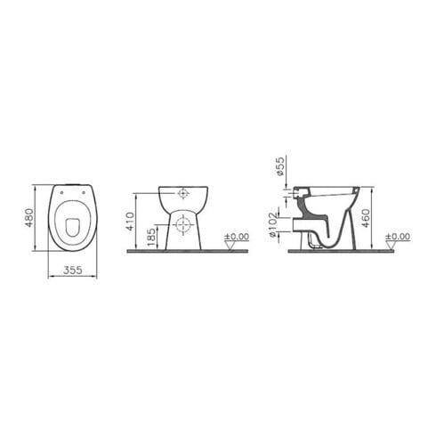 VitrA Stand-WC CONFORMA Flachspüler, 355x485x460mm weiß