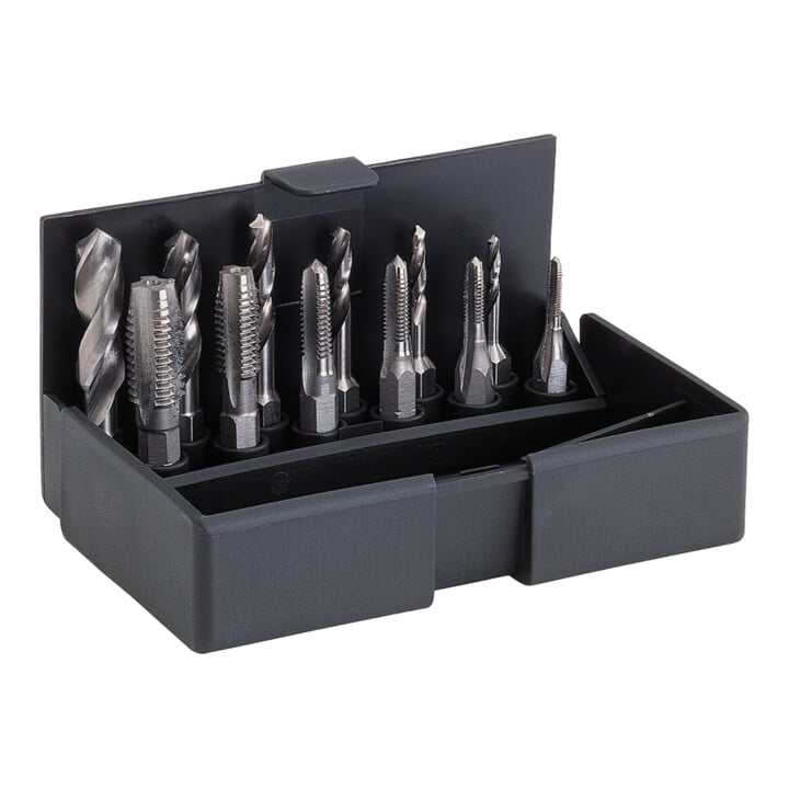 VÖLKEL Bit-Satz Einschnittgewindebohrer M3-M10 + Spiralbohrer + Bit-Halter