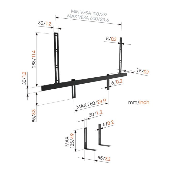 Vogels Support barre de son SOUND3550 noir