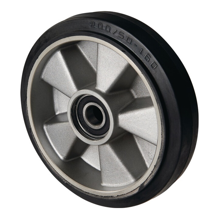 Volant caoutch.plein L.moyeu 43 mm l.roue 50 mm D.roue 200 mm