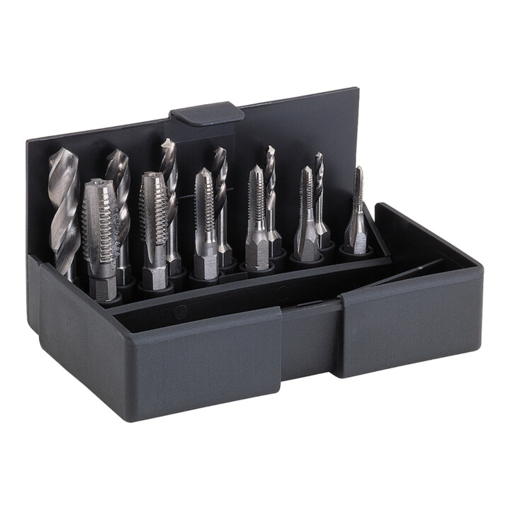 VÖLKEL Set d'embouts tarauds M3-M10 + foret hélicoïdal + porte-embout