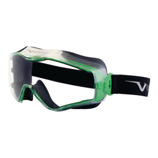 Vollsichtbrille 6x3 EN 166,EN 170 Rahmen gunmetallic/grün,Scheibe klar PC