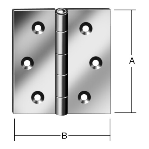 VORMANN Charnière de porte angulaire L70xH70mm, roulée, inoxydable, anti-rouille