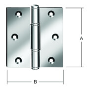 VORMANN Charnière de porte B75xH75mm roulée inoxydable, anti-rouille