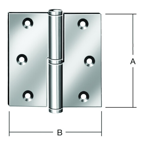 VORMANN Charnière de porte B90xH90mm roulée inoxydable, anti-rouille