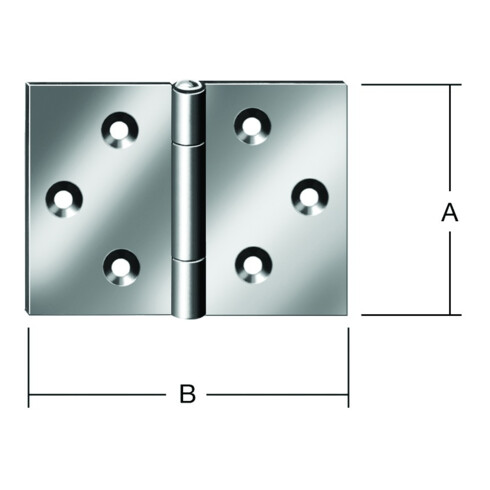 VORMANN Charnière de porte large B60xH40mm, galvanisée roulée