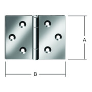 VORMANN Charnière de porte large, B60xH40mm roulée, acier inoxydable, inox