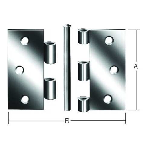 VORMANN Charnière de porte robuste B63xH63mm, roulée inoxydable, inox