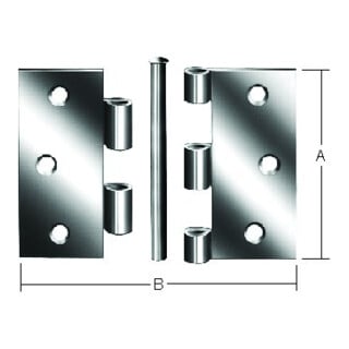 VORMANN Charnière de porte robuste B90xH90mm, inox roulé, inoxydable